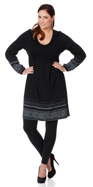 Černé volné dámské šaty sheego pro plnoštíhlé