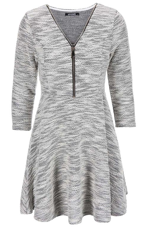 Teplé zimní šedé šaty na zip Haily´s Hazzy