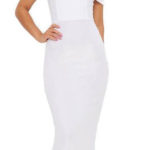 Bílé bardotové maxi šaty s hlubokým výstřihem