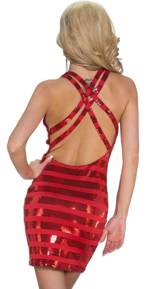 Červené mini šaty s odhalenými zády