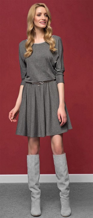 Romantické upletové šaty v šedé barvě Altea Grey