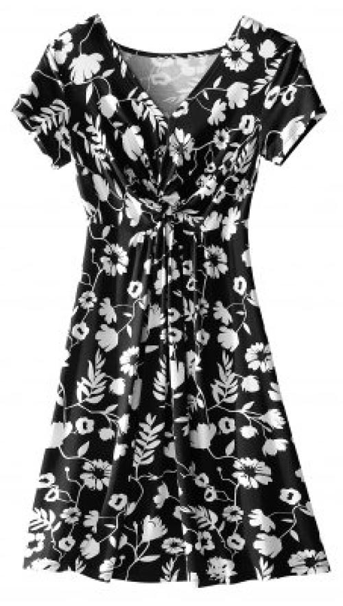 Černobílé květinové šaty