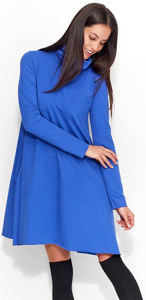 Modré volné dámské šaty