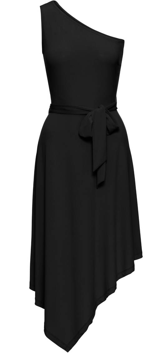 Černé asymetrické šaty s páskem