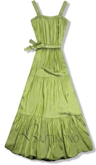 Pistáciově zelené letní maxi šaty na ramínka