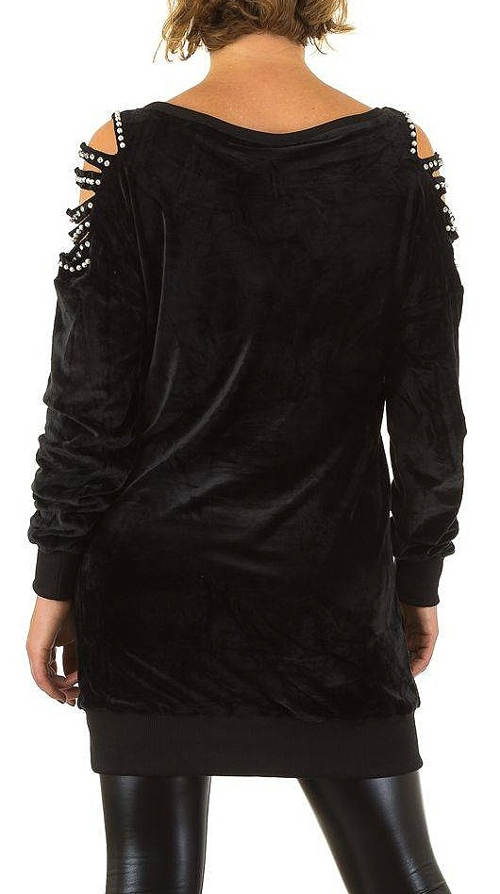 Černé dámské šaty s průstřihy na ramenou