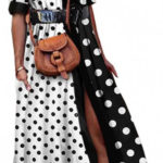 Puntíkované modní černobílé dámské maxi šaty