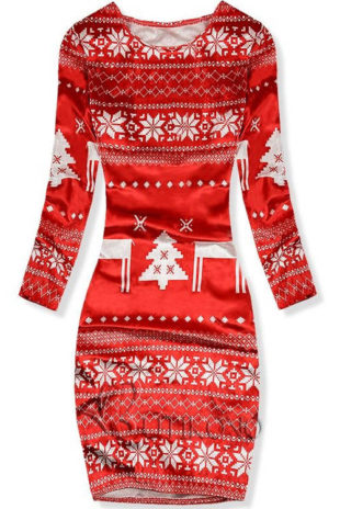 Červené vánoční dámské sametové šaty