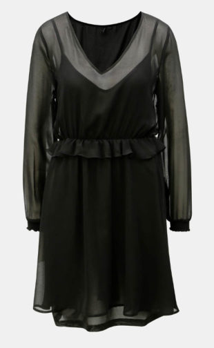 Černé šaty s šifónovým volánem