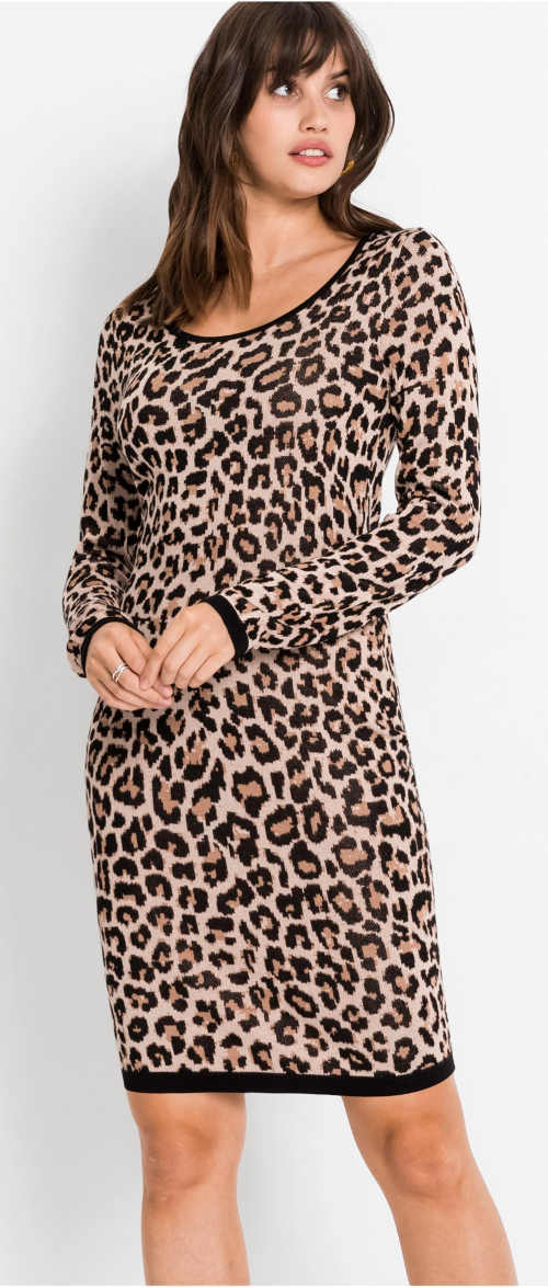 Pletené šaty s leopardím vzorem