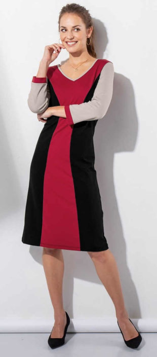 Žeštíhlující červeno-černé dámské šaty Blancheporte
