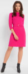 Růžové dámské šaty s opaskem s kulatou přezkou