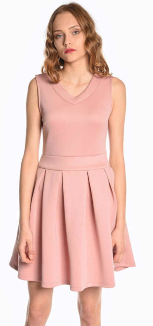 Růžové společenské skater šaty se skládanou sukní