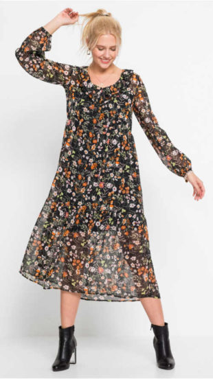 Dlouhé šifónové šaty s květinovým vzorem