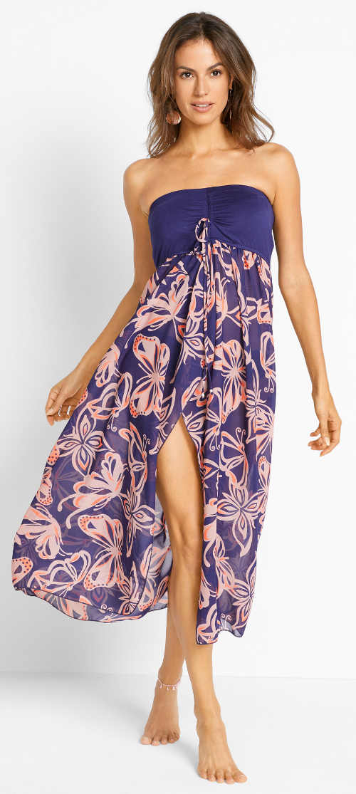 Bezramínkové letní šaty s dlouhou květovanou sukní