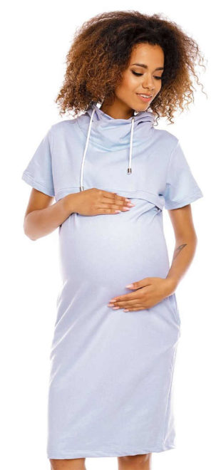 Pohodlné mikinové těhotenské šaty s průstřihem na kojení