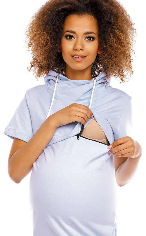 Těhotenské šaty se zipem pod prsy pro snadné kojení