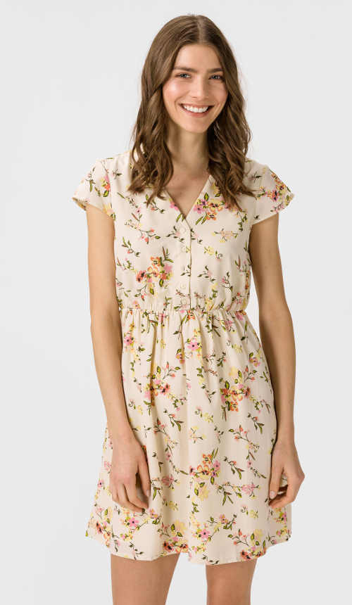 Casual šaty s moderním květinovým vzorem v krátké délce