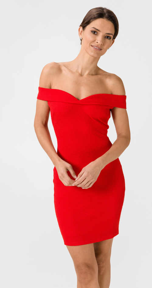 Sexy dámské značkové šaty Guess v působivé červené