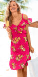 Letní šaty s potiskem a volánem v délce nad kolena