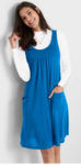 Modré dámské trikové šaty s kapsami v pohodlném střihu