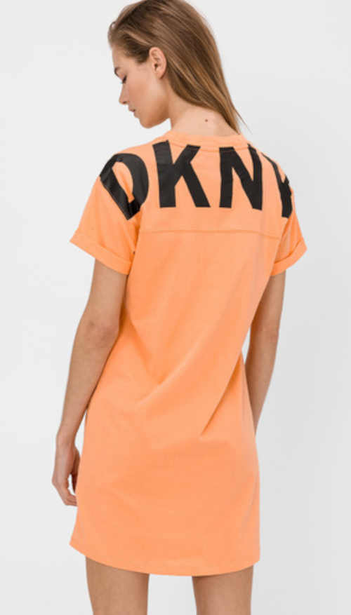 Dámské bavlněné šaty DKNY rovného střihu s výrazným nápisem