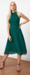 Elegantní zelené dámské šaty bez rukávů s plisovanou sukní