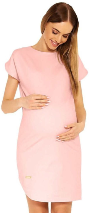 Růžové bavlněné těhotenské šaty na léto