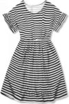 Volné dámské bavlněné šaty v moderním proužkovaném vzoru