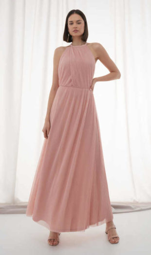 Elegantní šaty v růžovém provedení v rafinovaném střihu