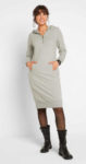 Luxusní dámské mikinové šaty s kapucí v šedém melíru