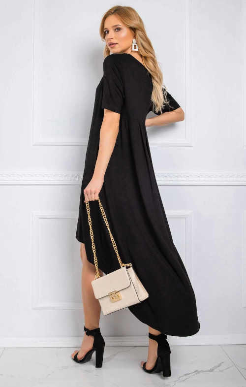 černé bavlněné šaty s krátkým rukávem