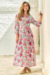 Komfortní a nadčasové dlouhé bavlněné šaty s květinovým vzorem