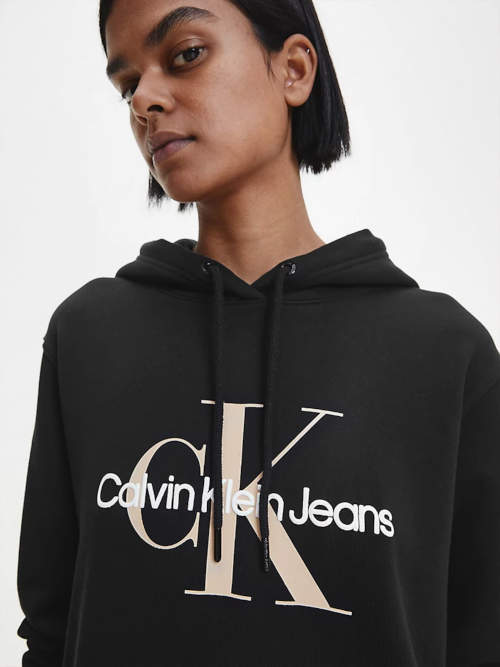 Černé dámské mikinové šaty s kapucí Calvin Klein
