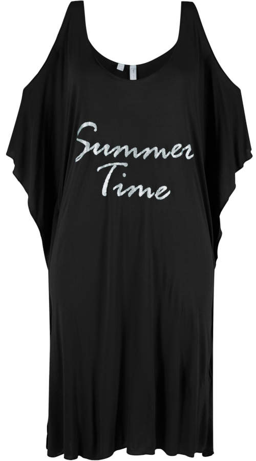 Černé šaty na pláž s nápisem Summer time