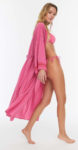 Levné dlouhé zavinovací růžové dámské plážové šaty