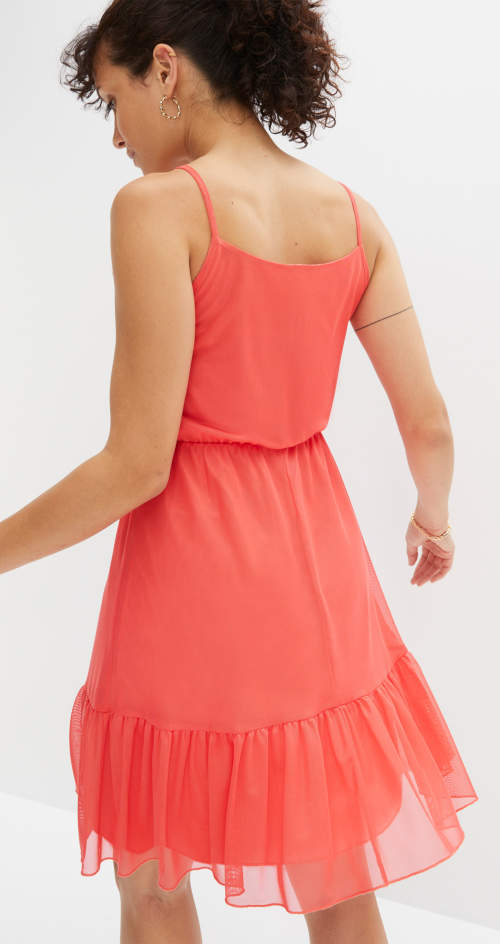Oranžové letní šaty s volánem na sukni