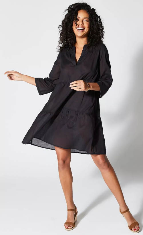 Lehké černé dámské letní šaty nadměrné velikosti
