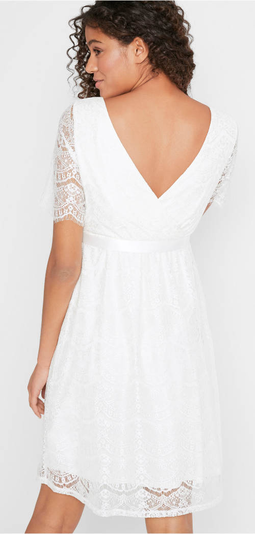 Bílé krajkové svatební šaty Bonprix