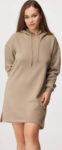 Béžové dámské mikinové šaty s kapucí