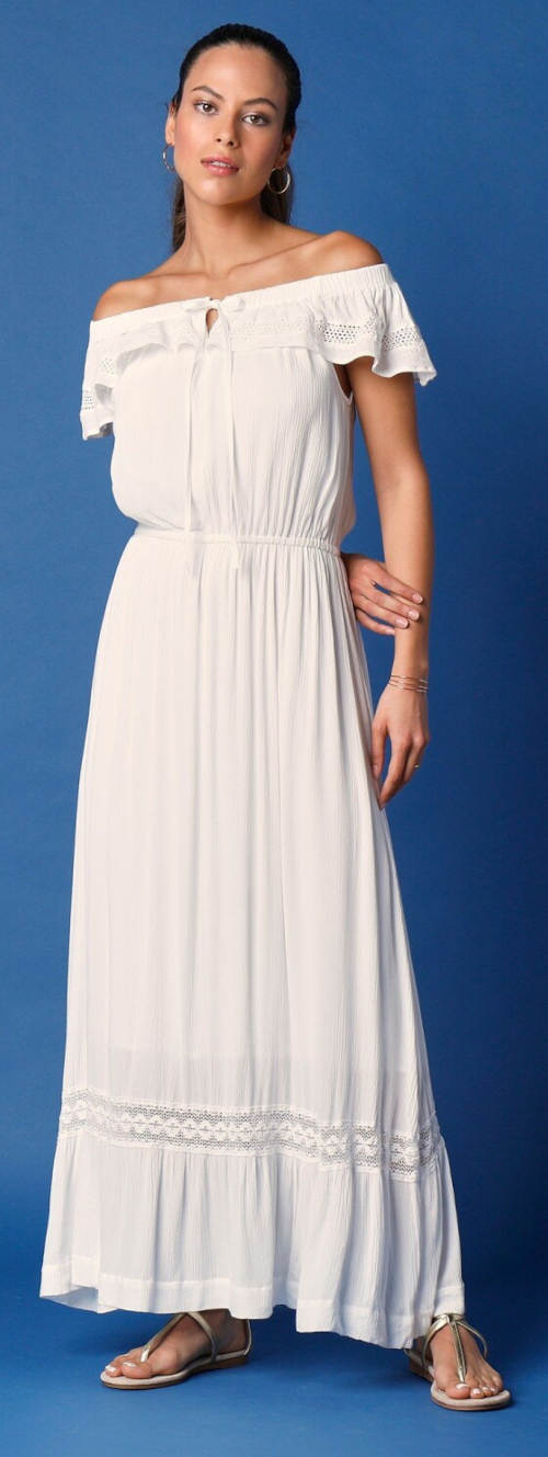 Dlouhé bílé romantické letní šaty ve velikostech pro plnoštíhlé