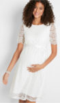 Elegantní těhotenské svatební šaty z bílé krajky