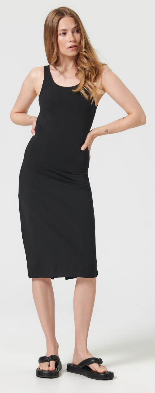 Levné černé letní dámské šaty s délkou po kolena