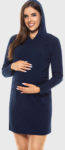 Moderní těhotenské a kojící bavlněné šaty s kapucí